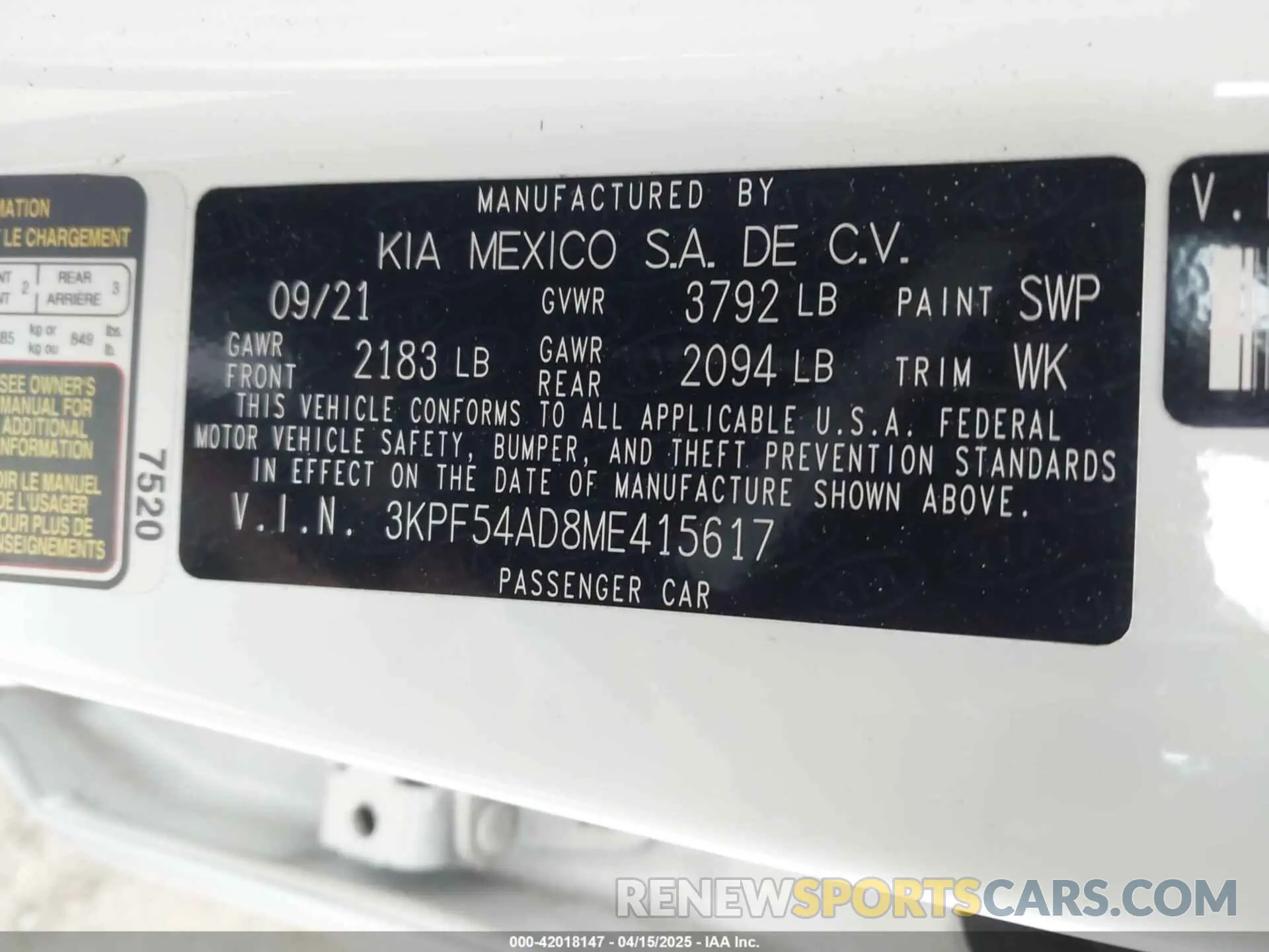 9 Photograph of a damaged car 3KPF54AD8ME415617 KIA FORTE 2021