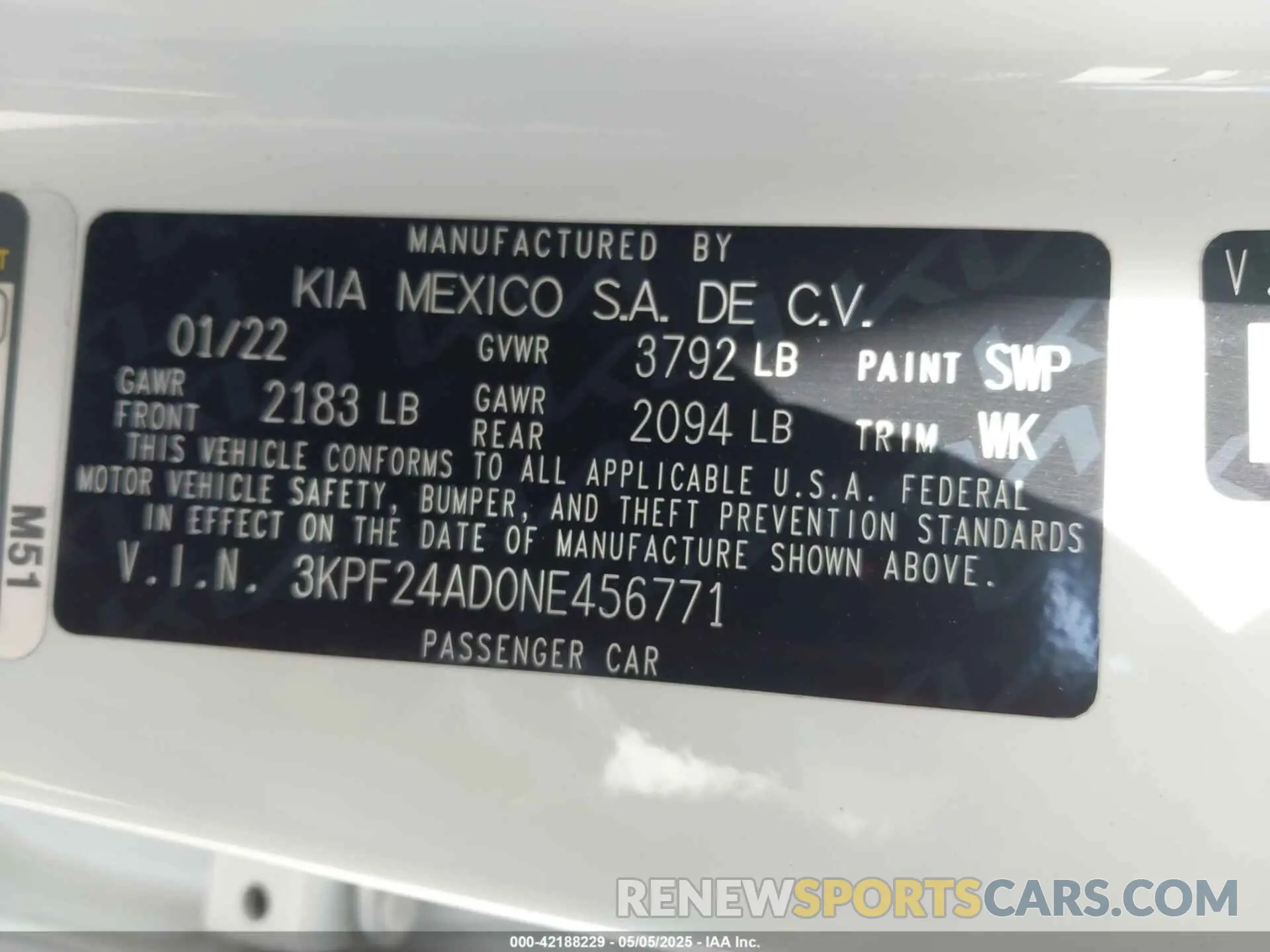 9 Photograph of a damaged car 3KPF24AD0NE456771 KIA FORTE 2022
