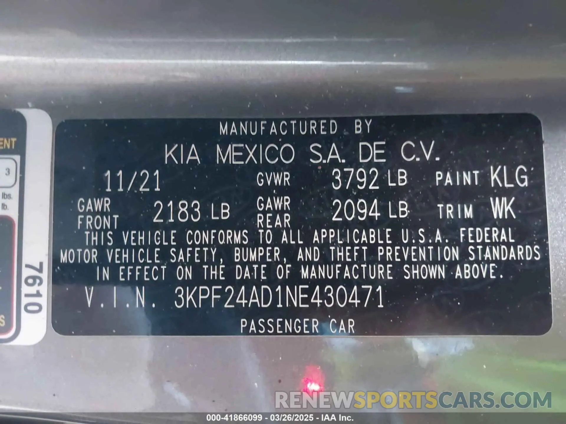 9 Photograph of a damaged car 3KPF24AD1NE430471 KIA FORTE 2022