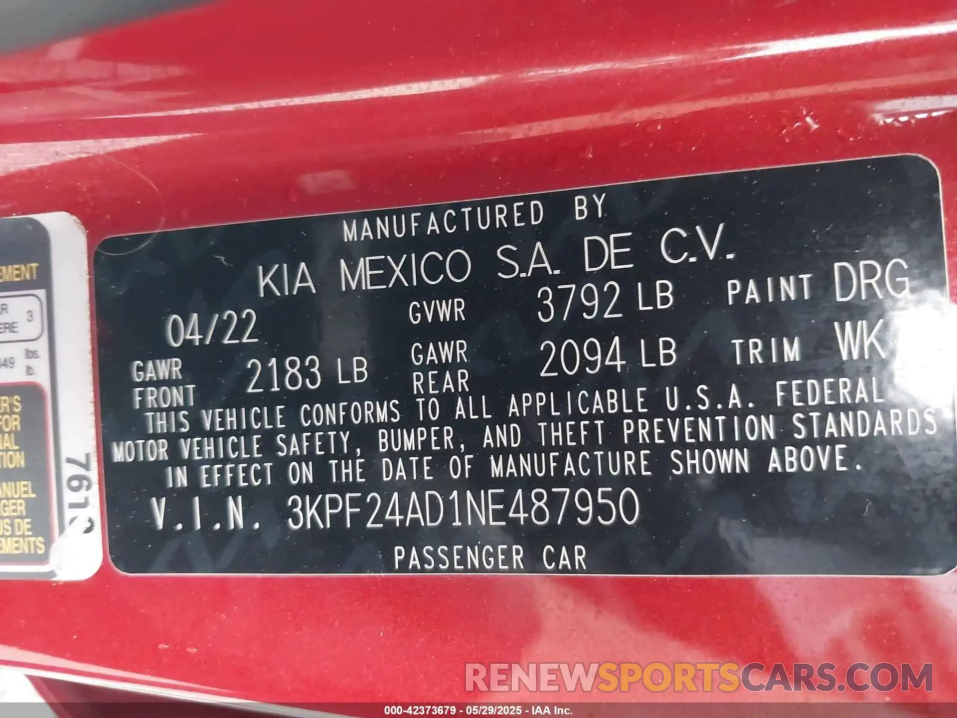 9 Photograph of a damaged car 3KPF24AD1NE487950 KIA FORTE 2022