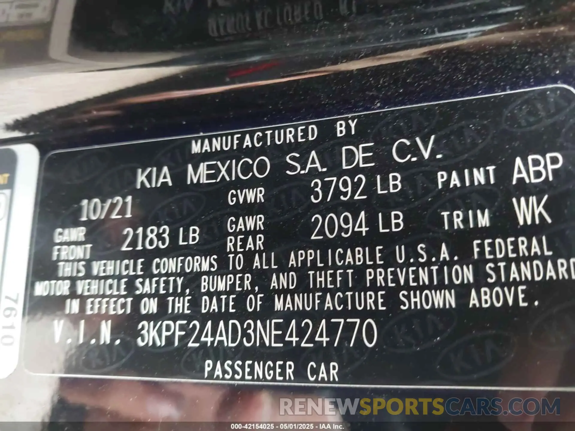 9 Photograph of a damaged car 3KPF24AD3NE424770 KIA FORTE 2022