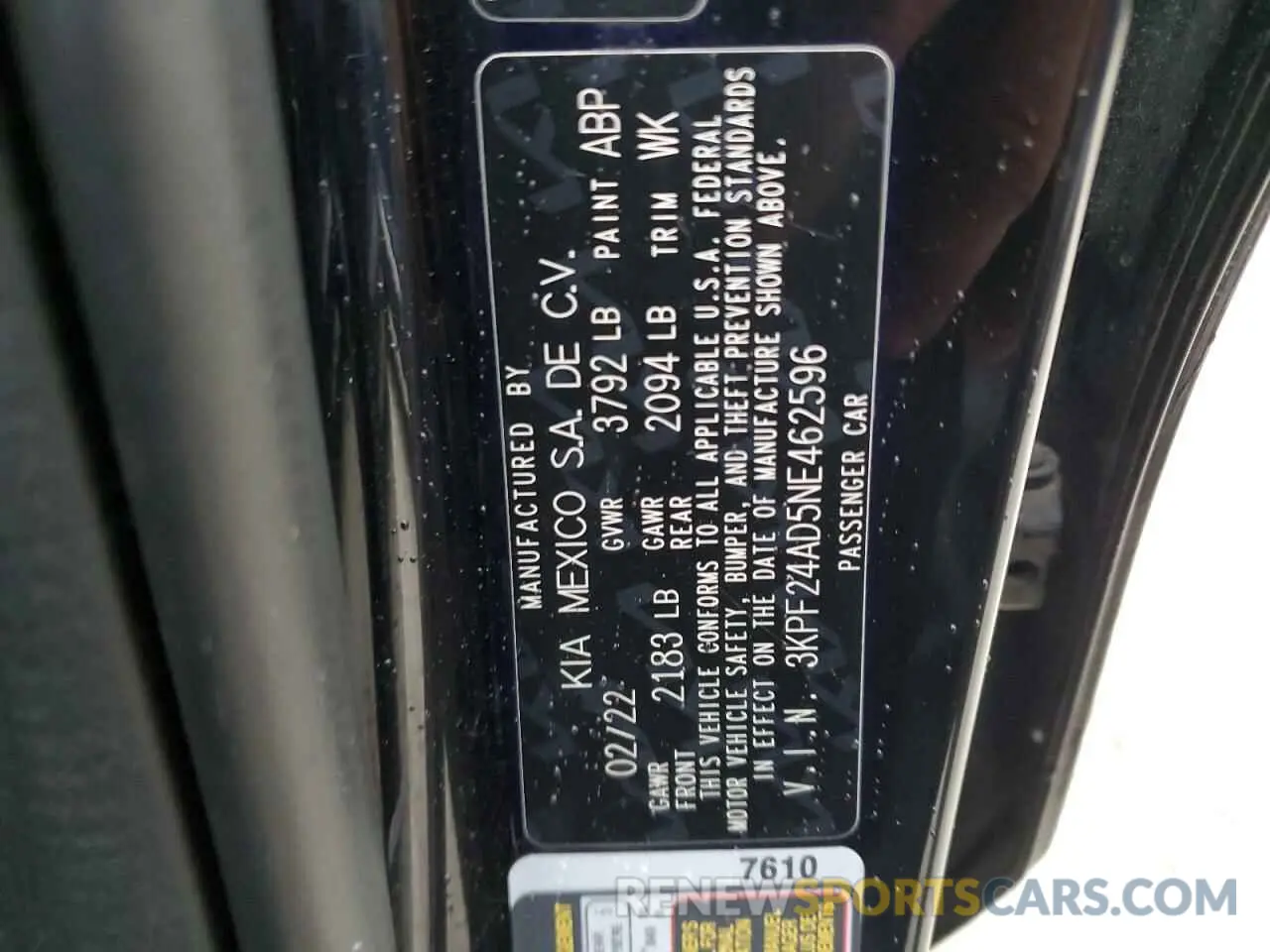 12 Photograph of a damaged car 3KPF24AD5NE462596 KIA FORTE 2022