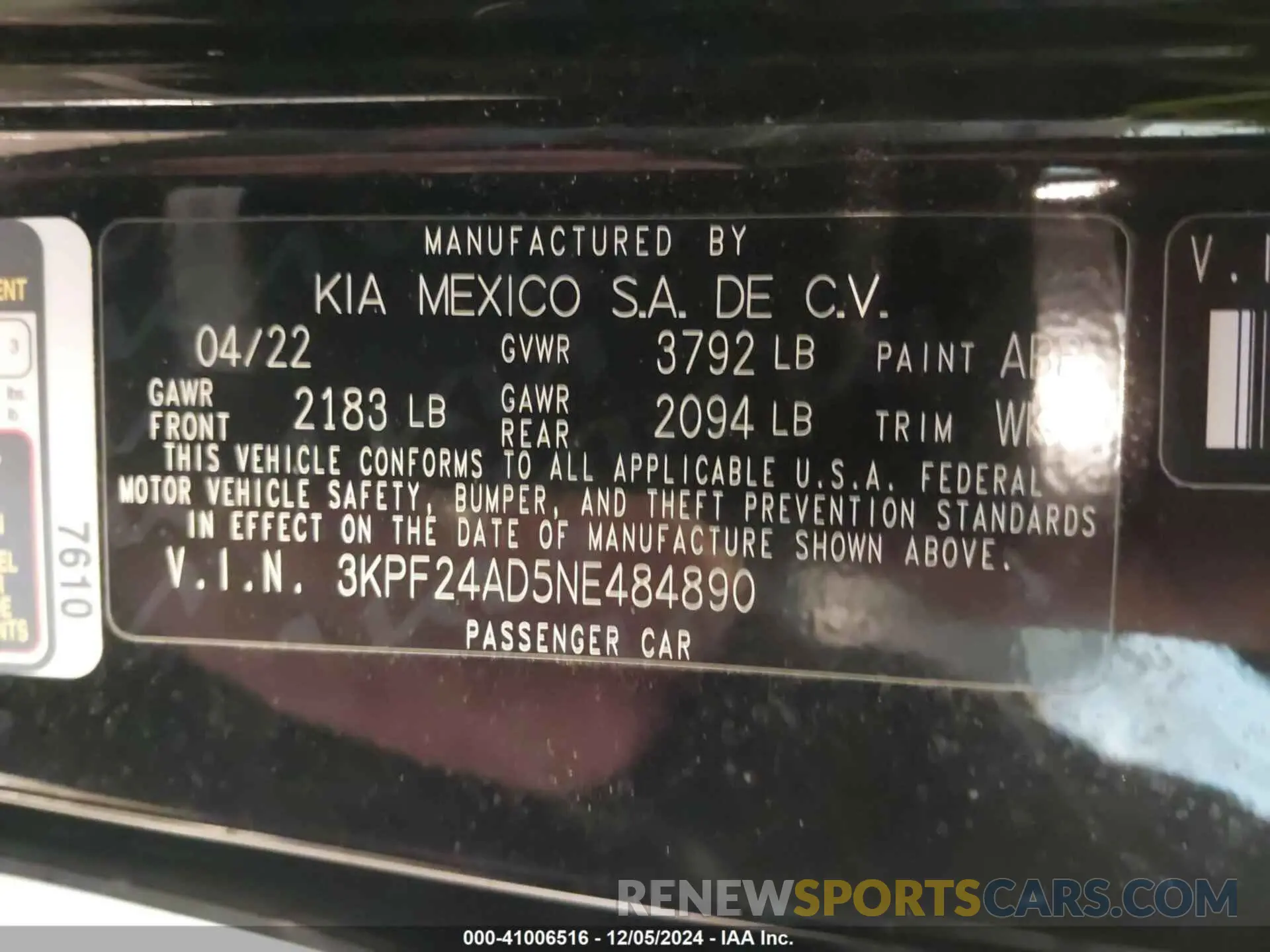 9 Photograph of a damaged car 3KPF24AD5NE484890 KIA FORTE 2022