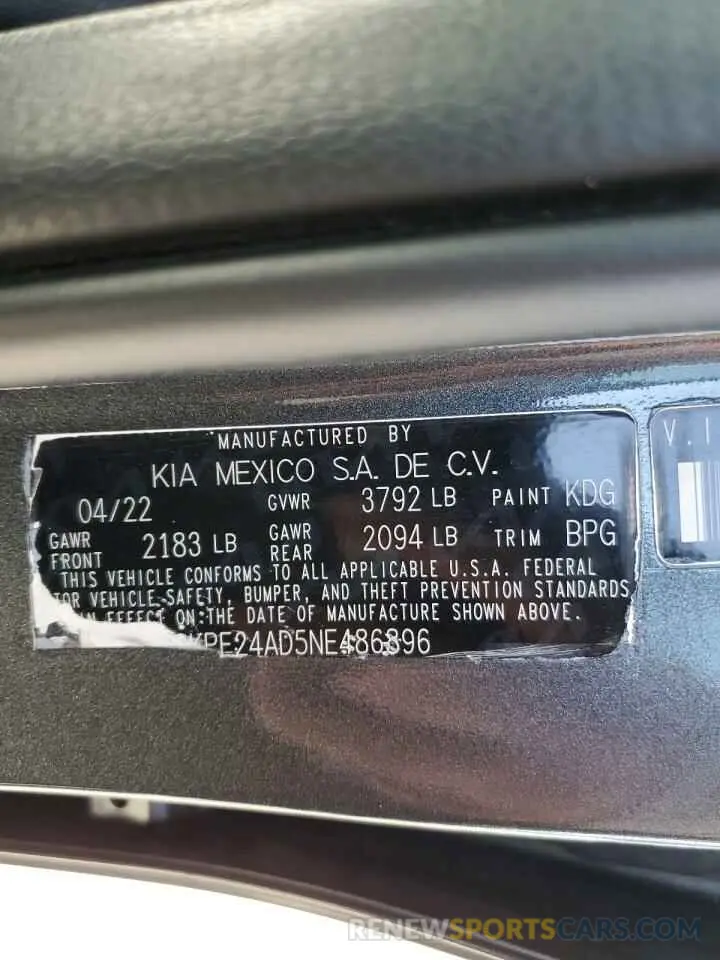 13 Photograph of a damaged car 3KPF24AD5NE486896 KIA FORTE 2022