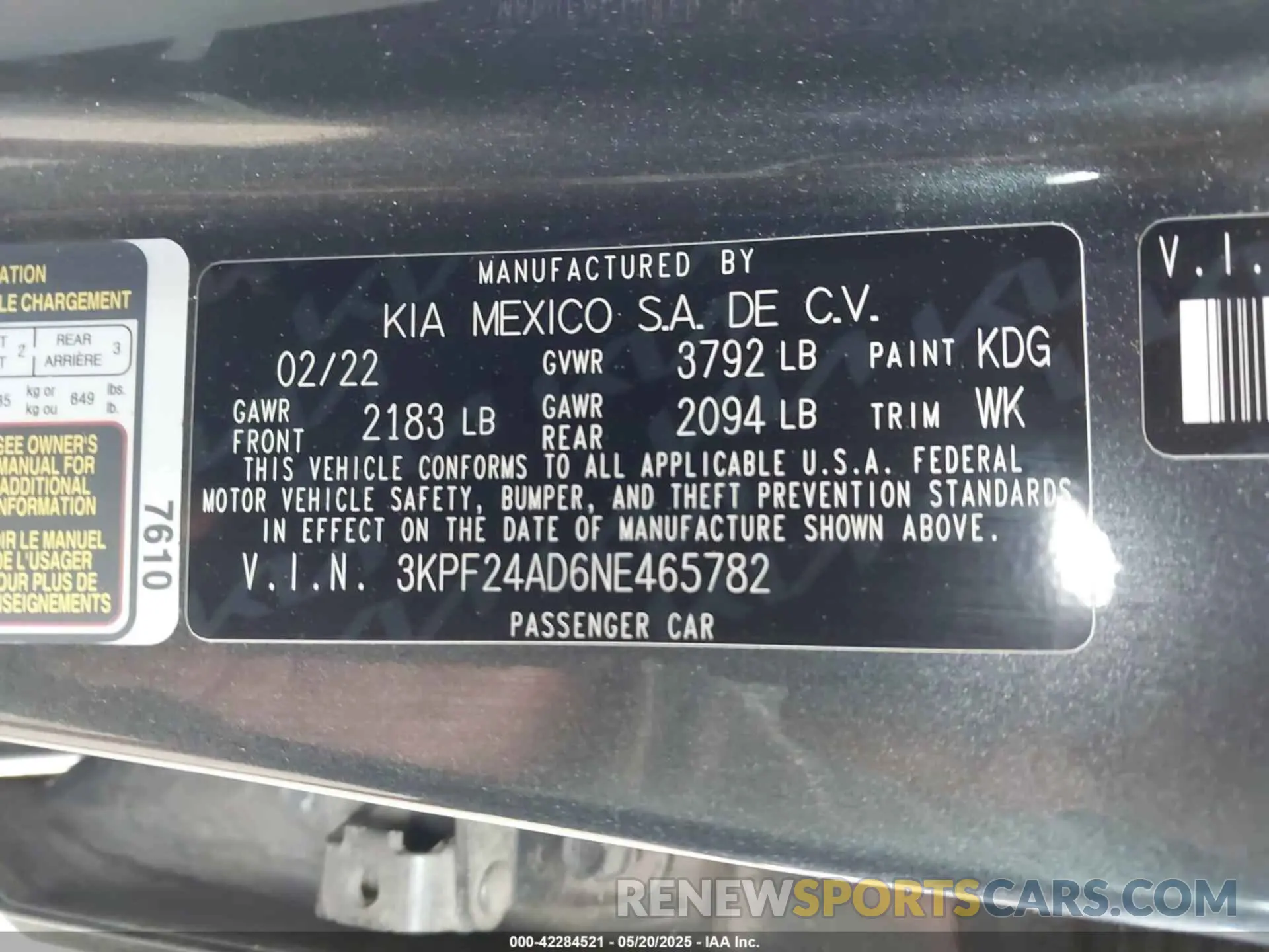 9 Photograph of a damaged car 3KPF24AD6NE465782 KIA FORTE 2022
