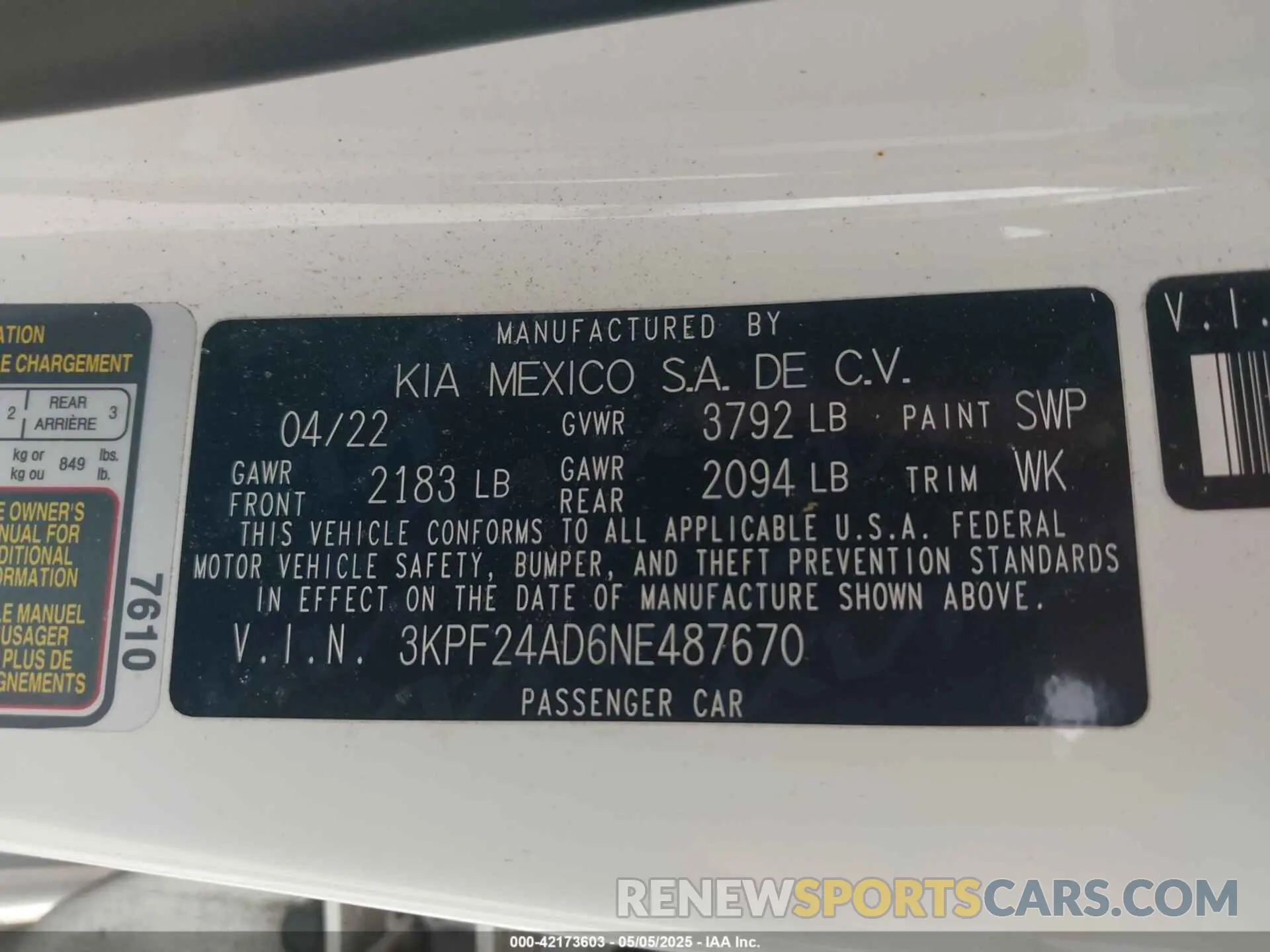 9 Photograph of a damaged car 3KPF24AD6NE487670 KIA FORTE 2022