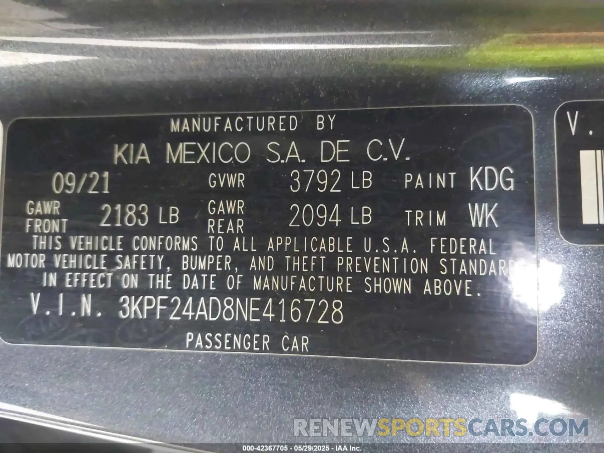 9 Photograph of a damaged car 3KPF24AD8NE416728 KIA FORTE 2022