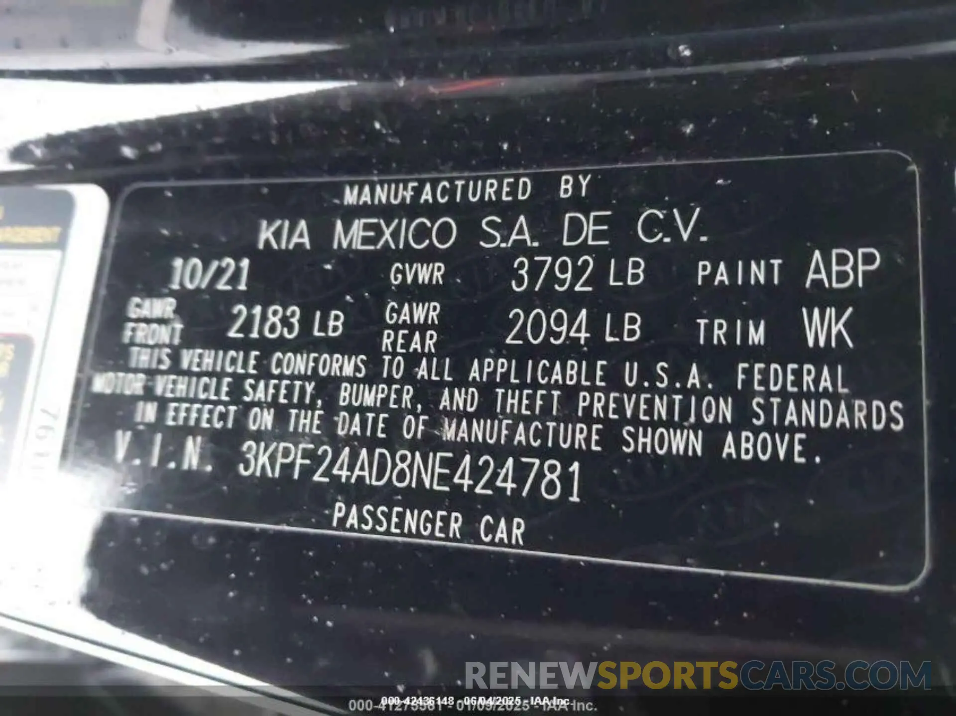 9 Photograph of a damaged car 3KPF24AD8NE424781 KIA FORTE 2022