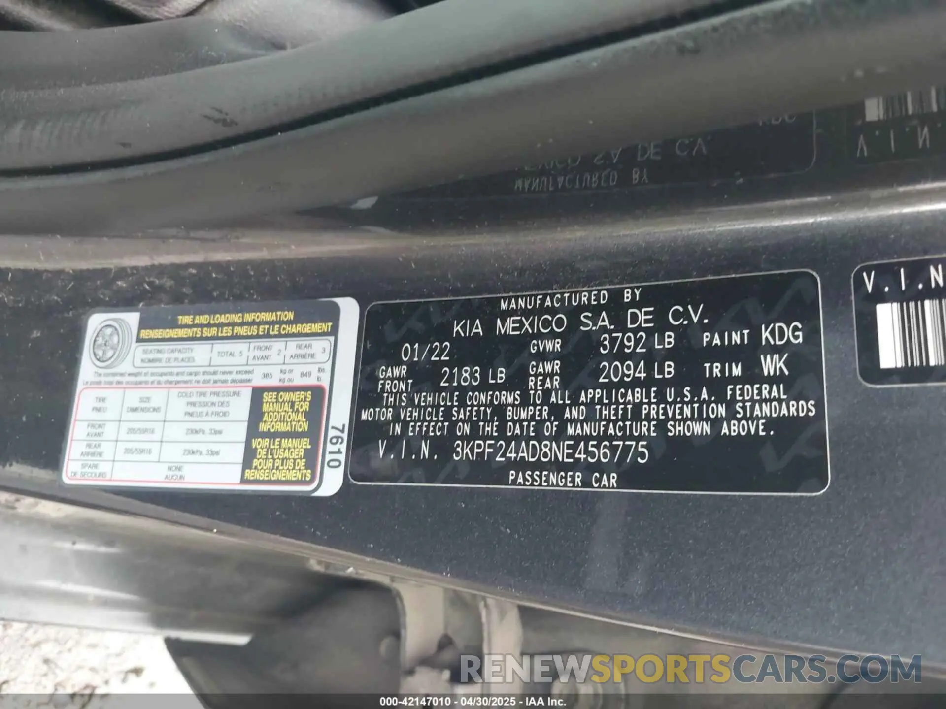 9 Photograph of a damaged car 3KPF24AD8NE456775 KIA FORTE 2022