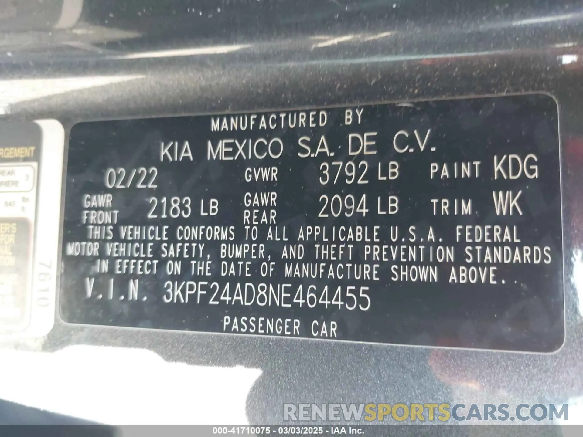 9 Photograph of a damaged car 3KPF24AD8NE464455 KIA FORTE 2022