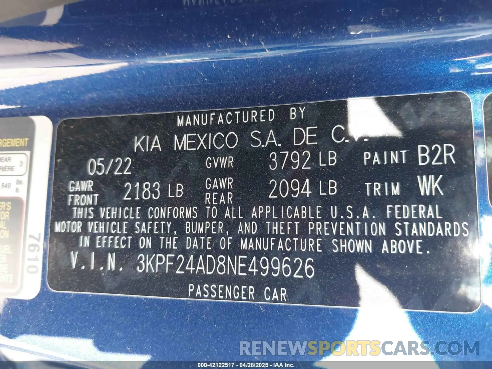 9 Photograph of a damaged car 3KPF24AD8NE499626 KIA FORTE 2022