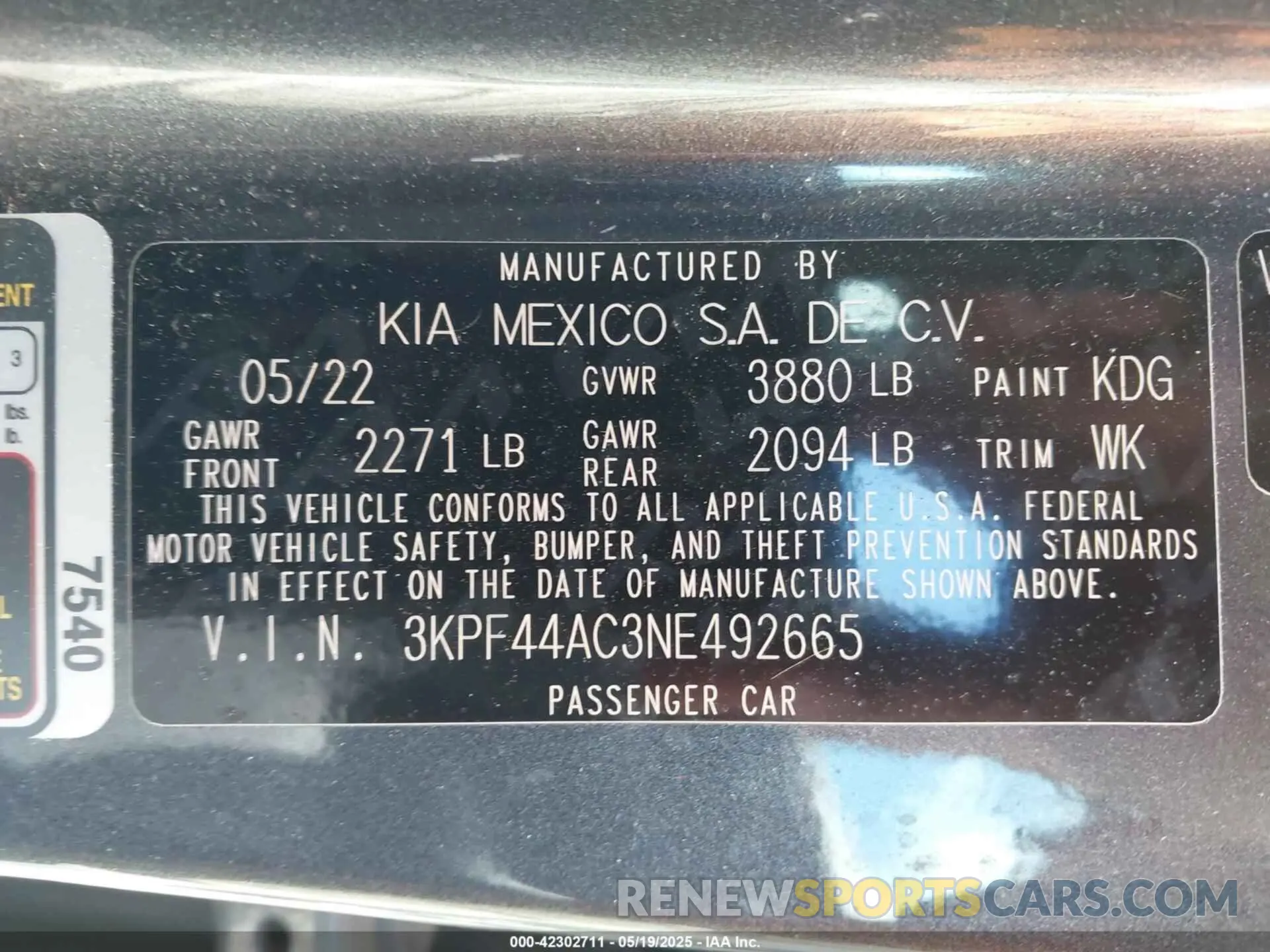9 Photograph of a damaged car 3KPF44AC3NE492665 KIA FORTE 2022