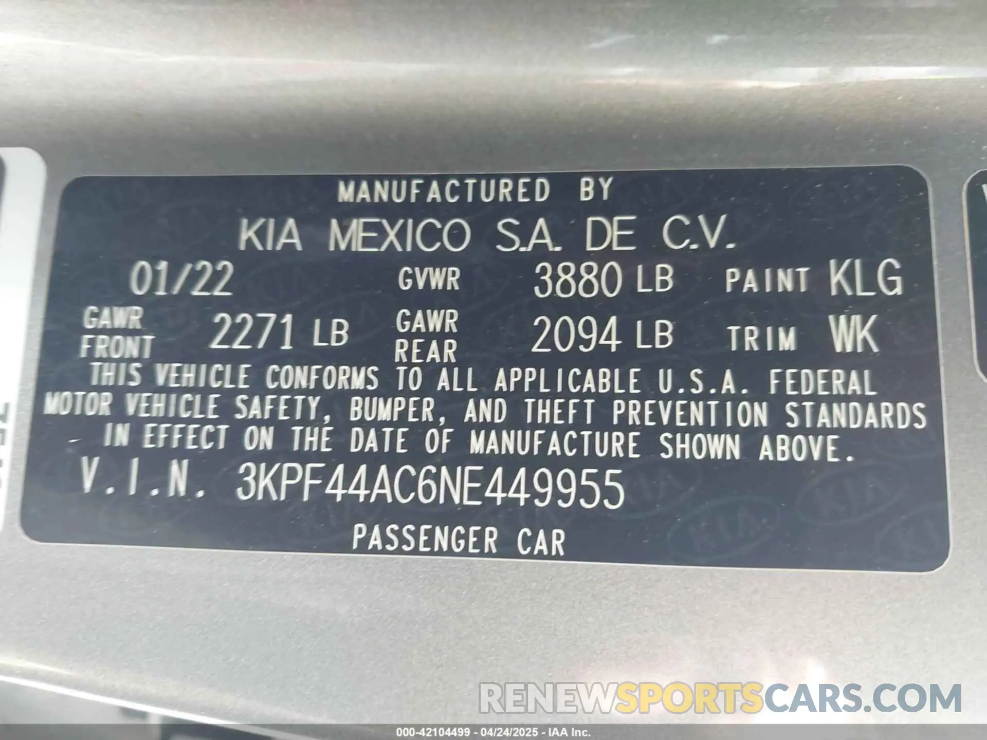 9 Photograph of a damaged car 3KPF44AC6NE449955 KIA FORTE 2022