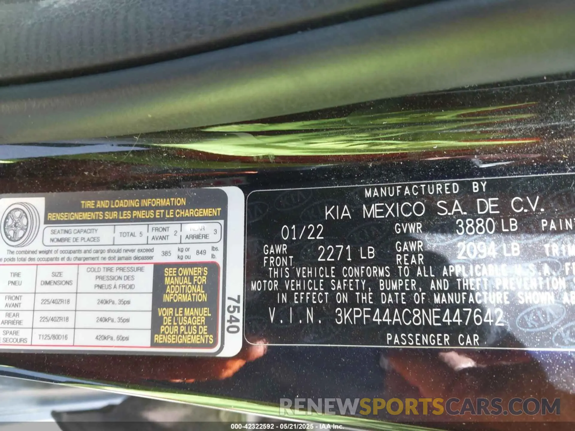 9 Photograph of a damaged car 3KPF44AC8NE447642 KIA FORTE 2022