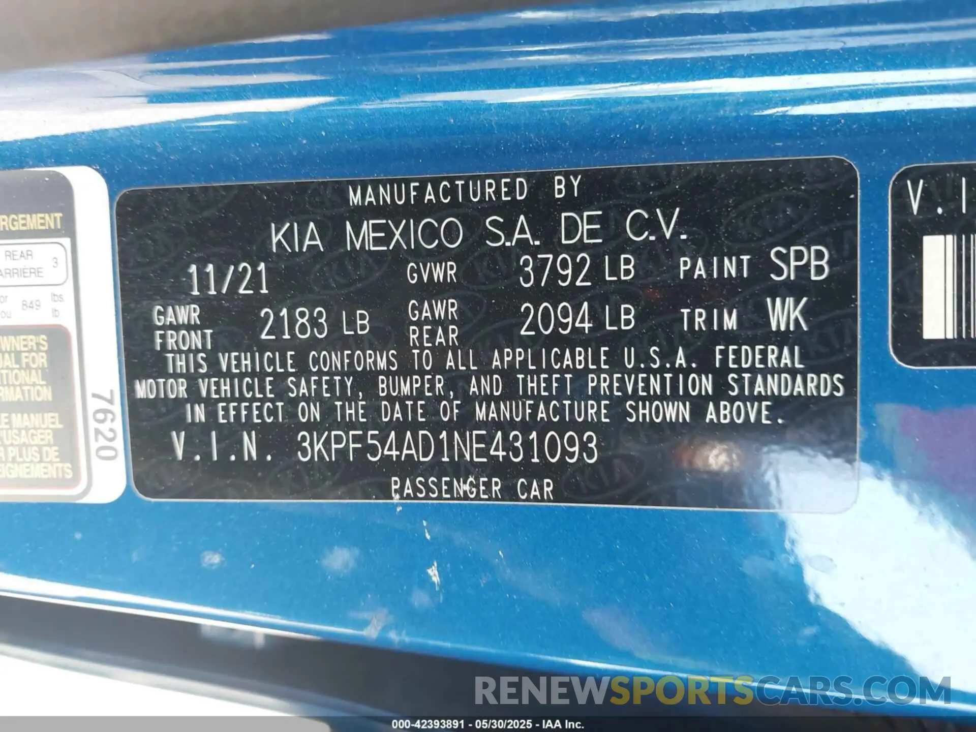 9 Photograph of a damaged car 3KPF54AD1NE431093 KIA FORTE 2022
