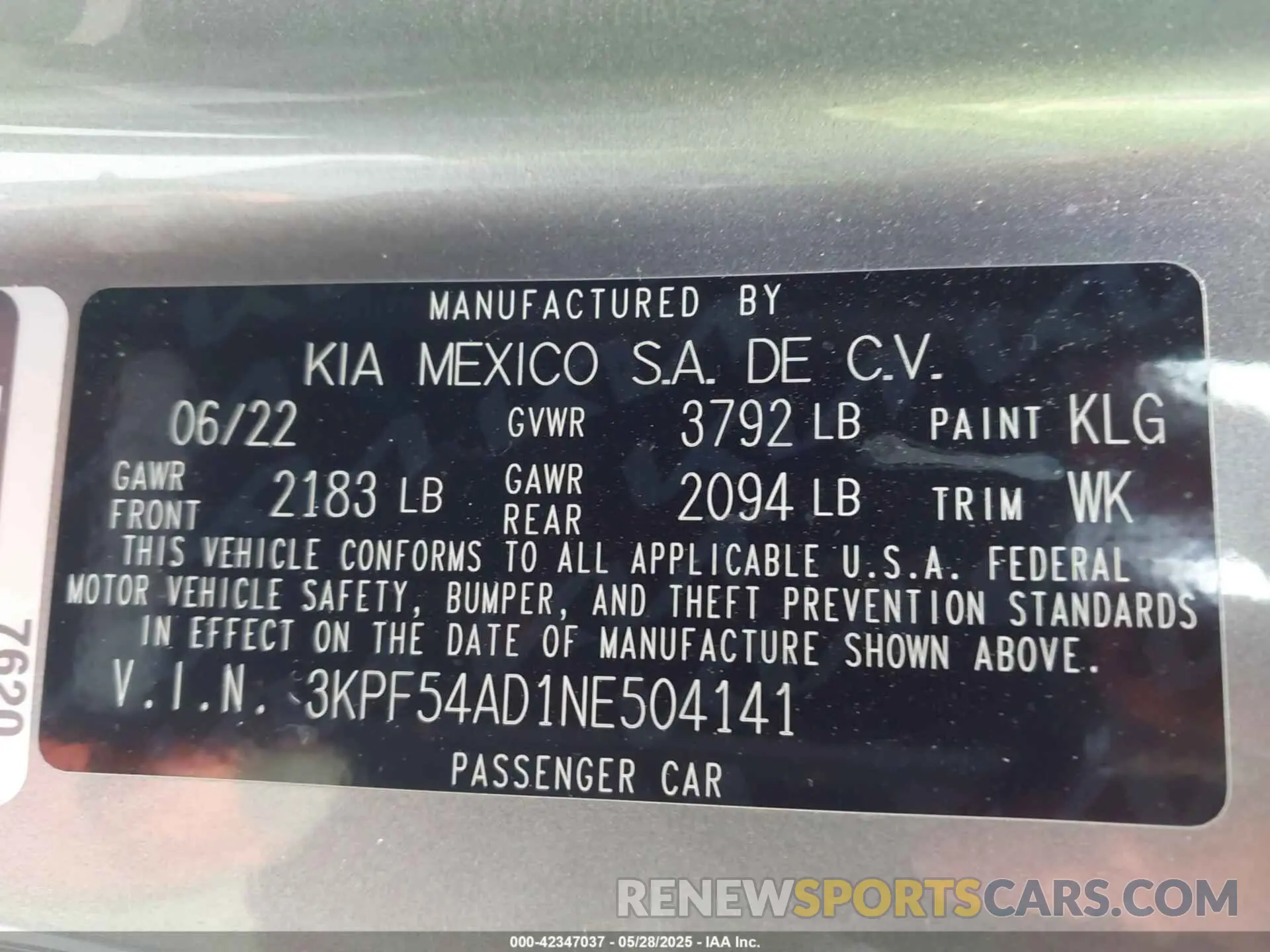 9 Photograph of a damaged car 3KPF54AD1NE504141 KIA FORTE 2022