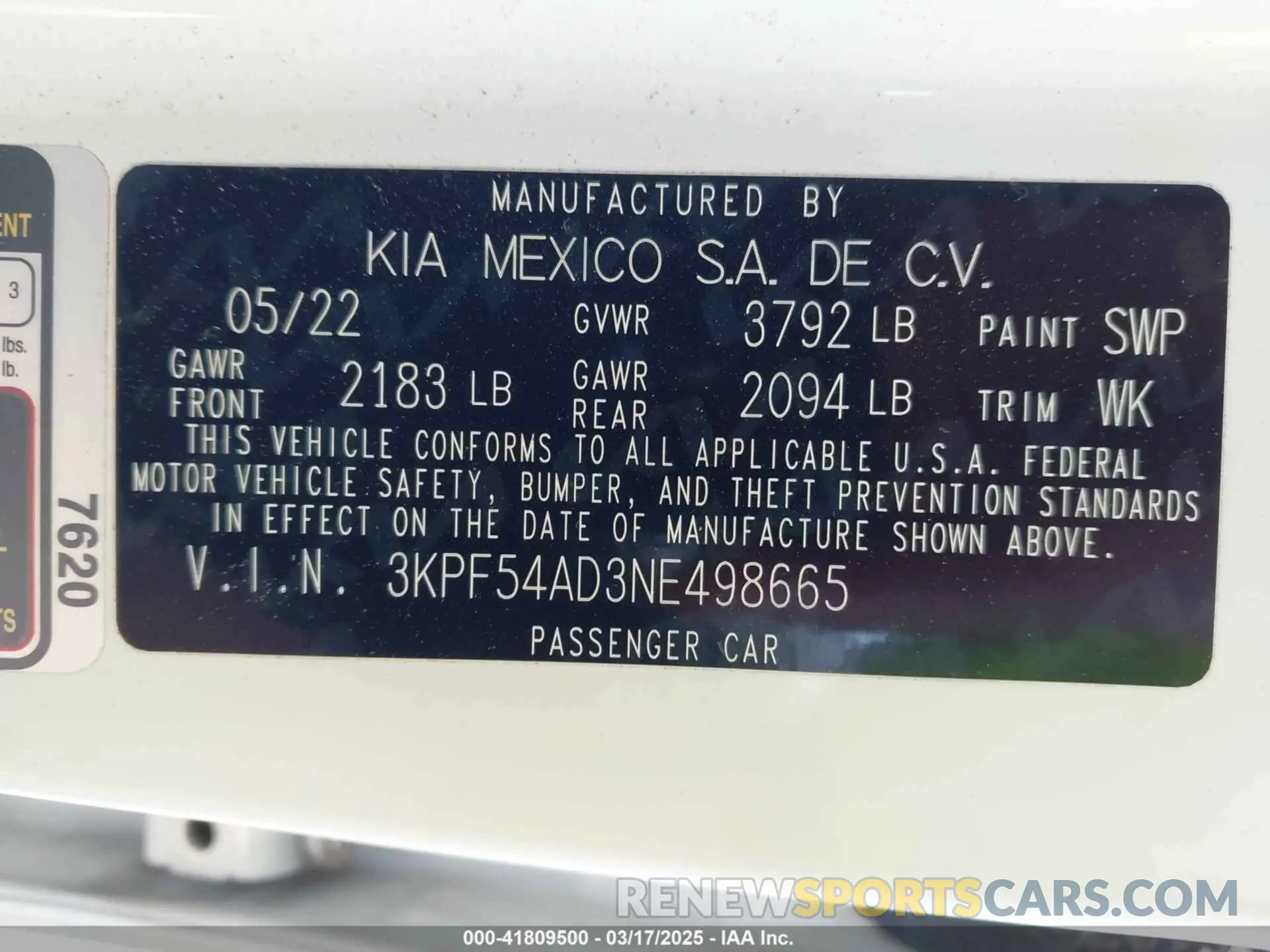 9 Photograph of a damaged car 3KPF54AD3NE498665 KIA FORTE 2022