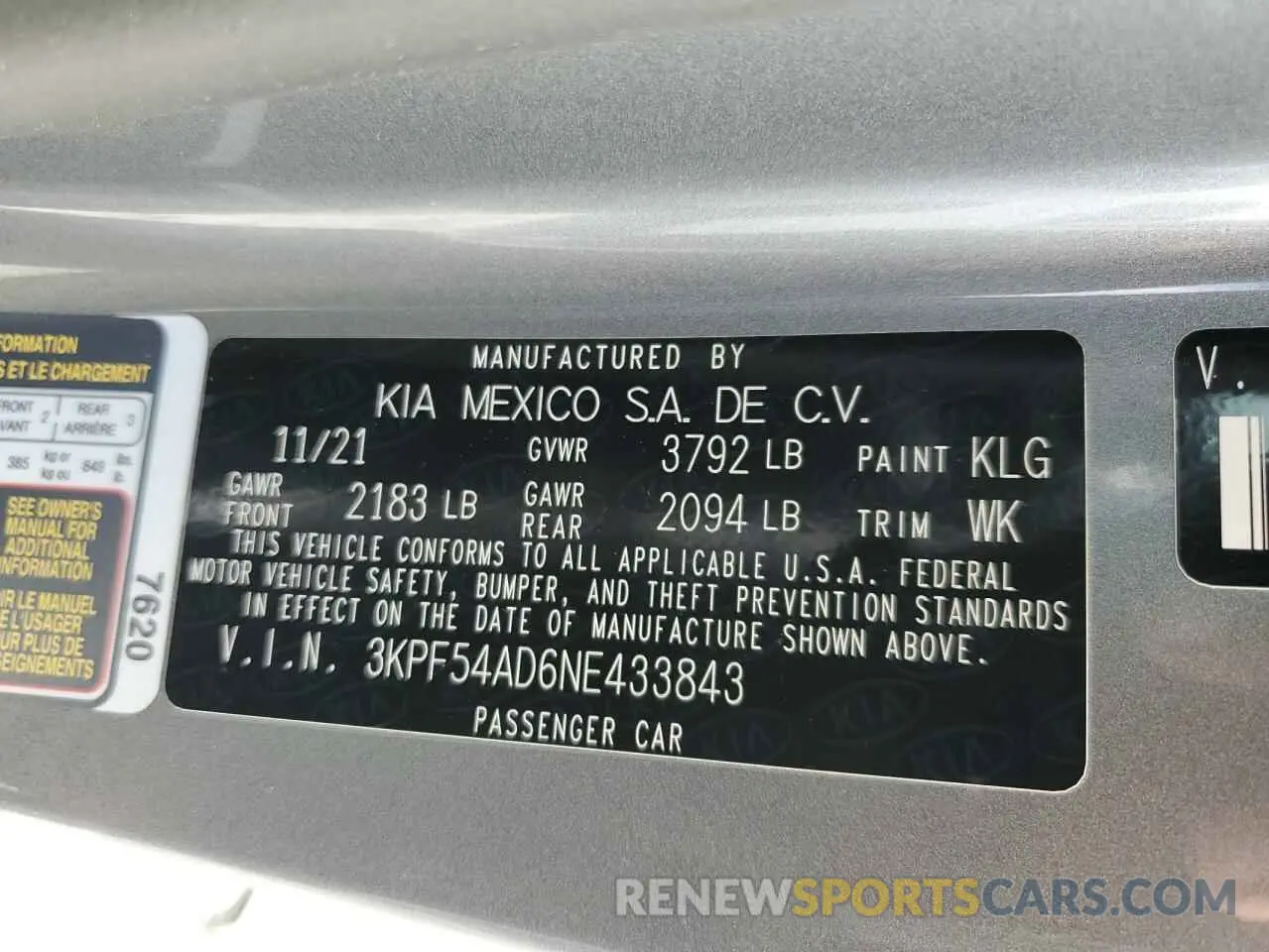 12 Photograph of a damaged car 3KPF54AD6NE433843 KIA FORTE 2022