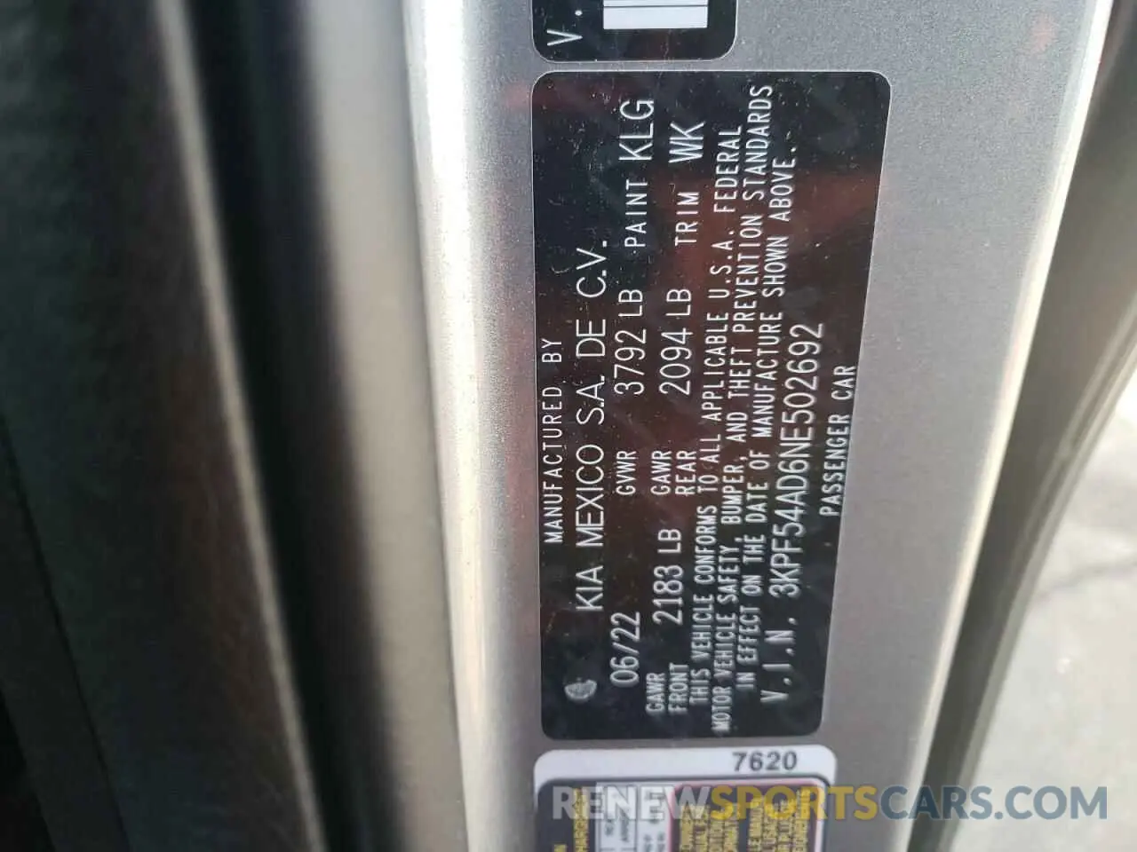 14 Photograph of a damaged car 3KPF54AD6NE502692 KIA FORTE 2022