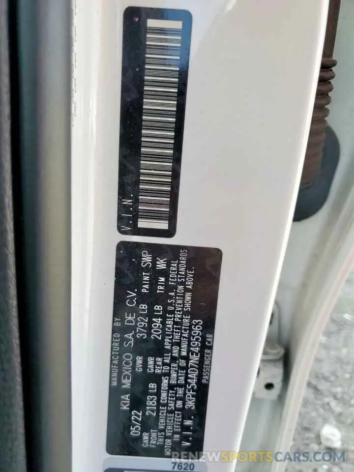 13 Photograph of a damaged car 3KPF54AD7NE495963 KIA FORTE 2022