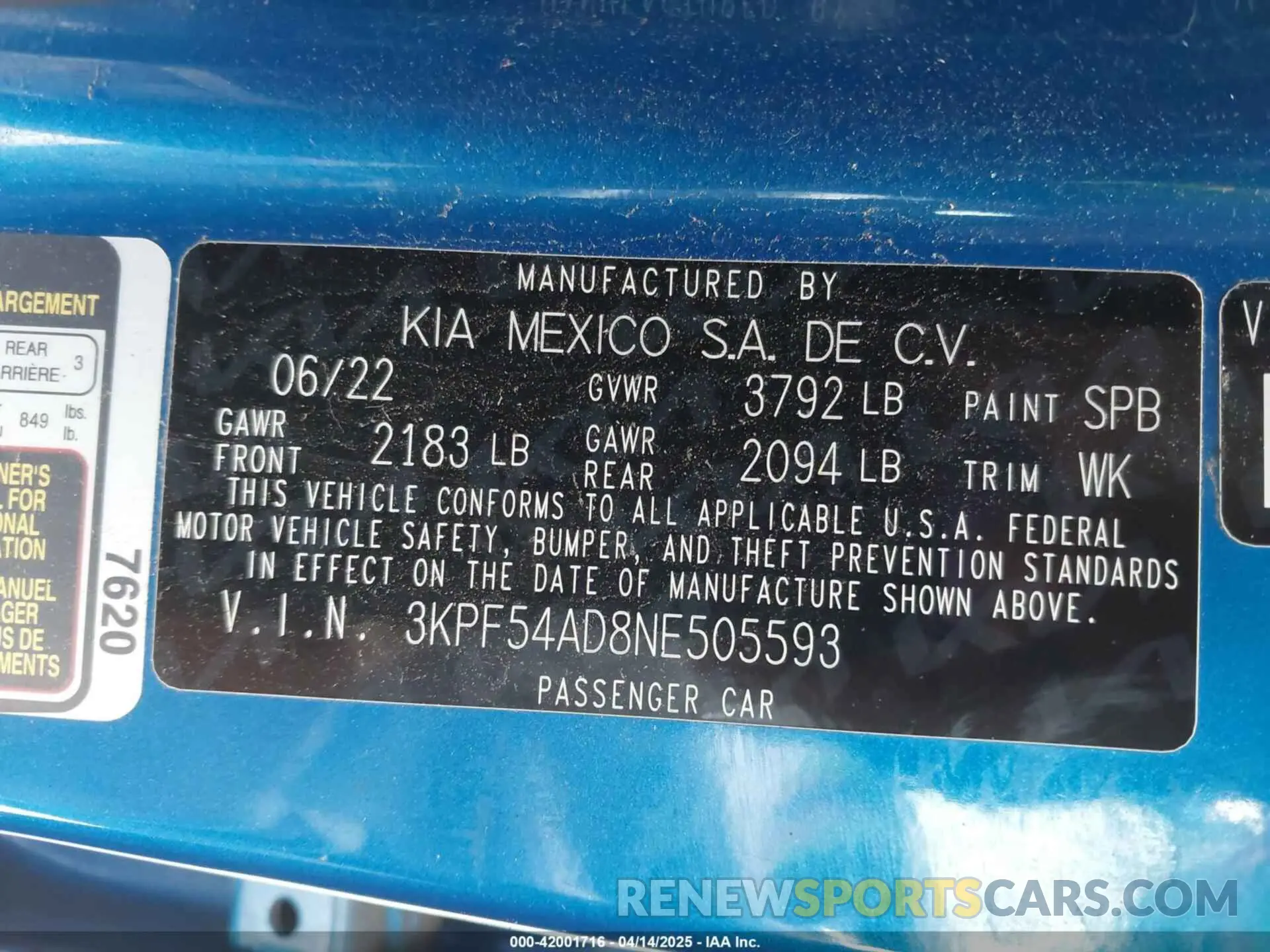 9 Photograph of a damaged car 3KPF54AD8NE505593 KIA FORTE 2022