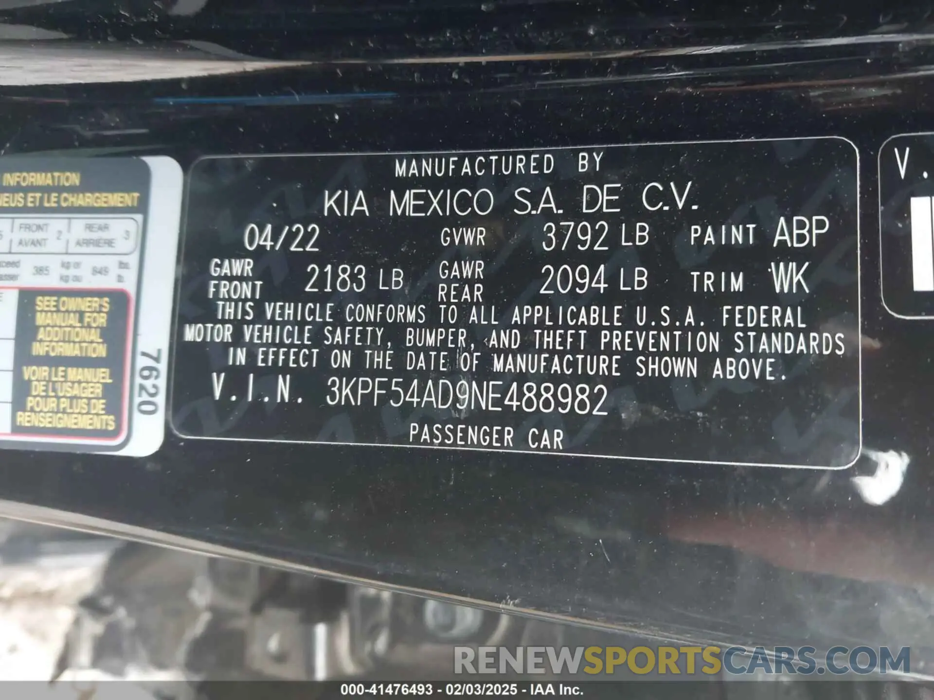 9 Photograph of a damaged car 3KPF54AD9NE488982 KIA FORTE 2022