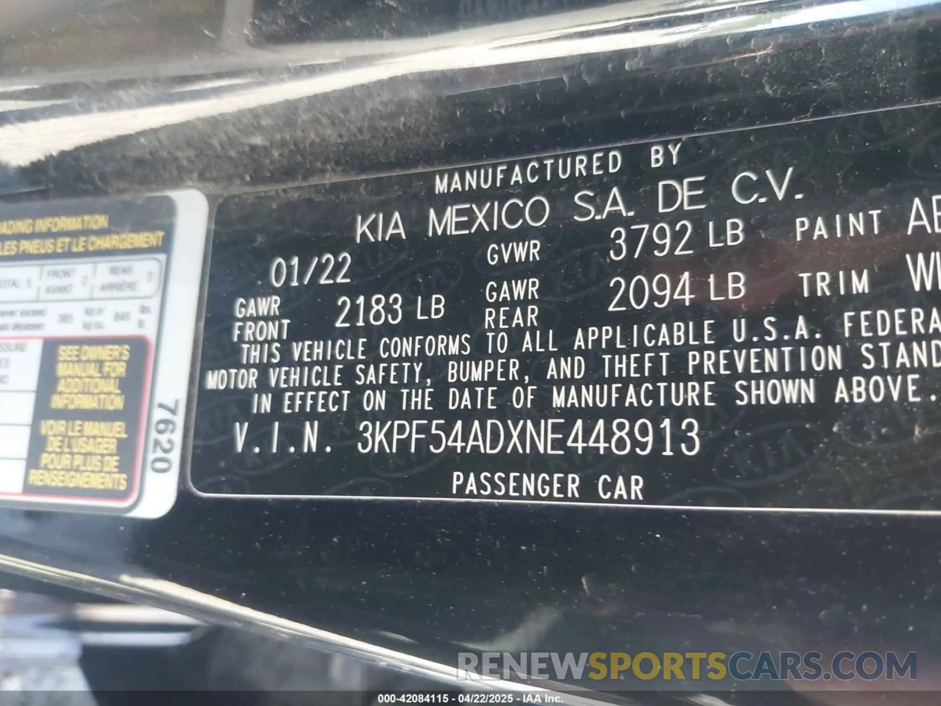 9 Photograph of a damaged car 3KPF54ADXNE448913 KIA FORTE 2022