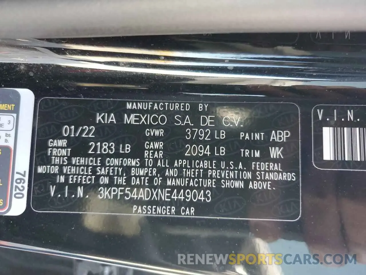 13 Photograph of a damaged car 3KPF54ADXNE449043 KIA FORTE 2022