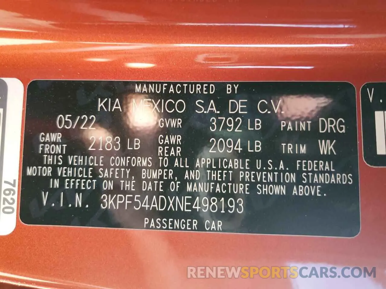 15 Photograph of a damaged car 3KPF54ADXNE498193 KIA FORTE 2022