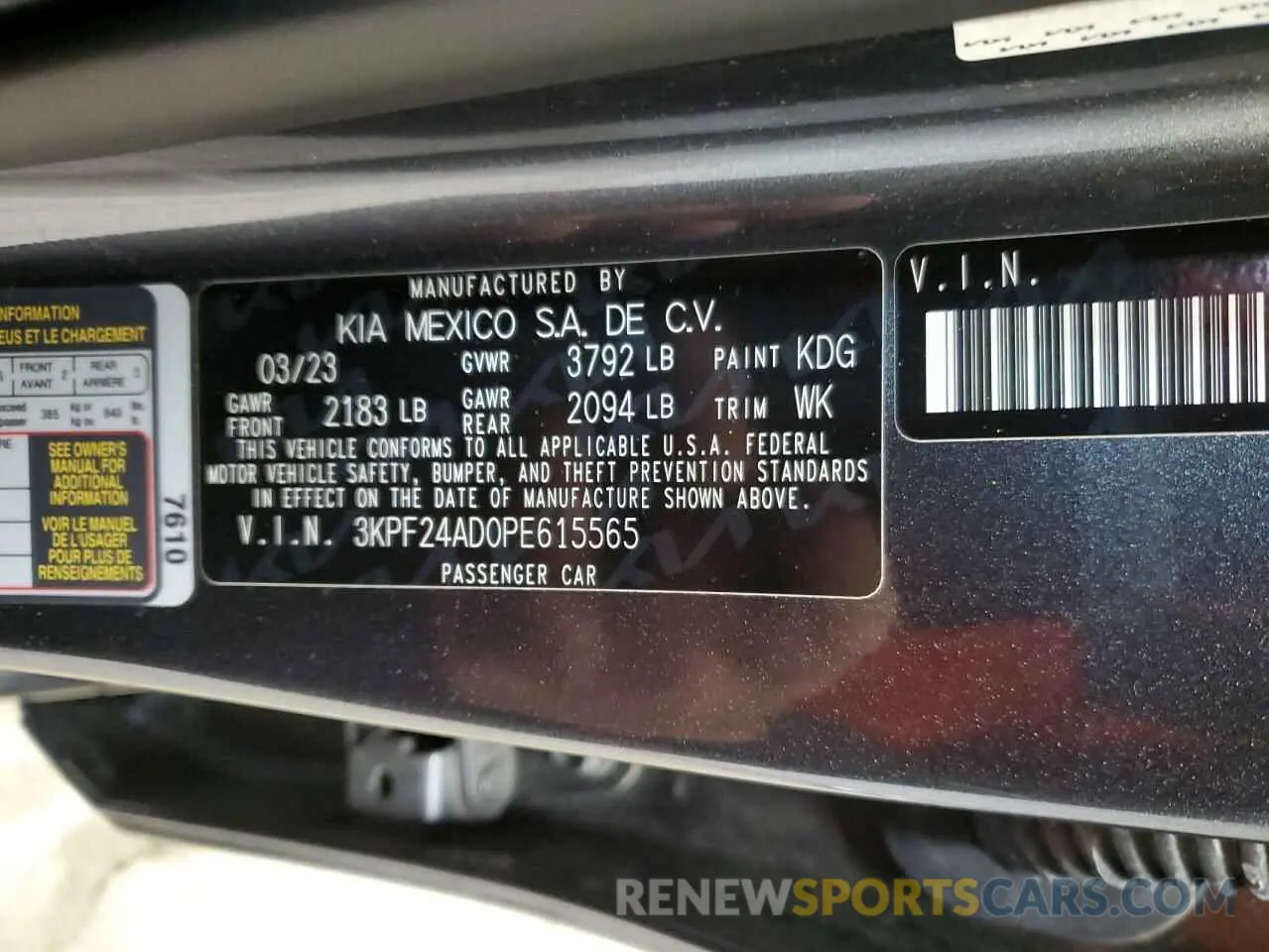 13 Photograph of a damaged car 3KPF24AD0PE615565 KIA FORTE 2023