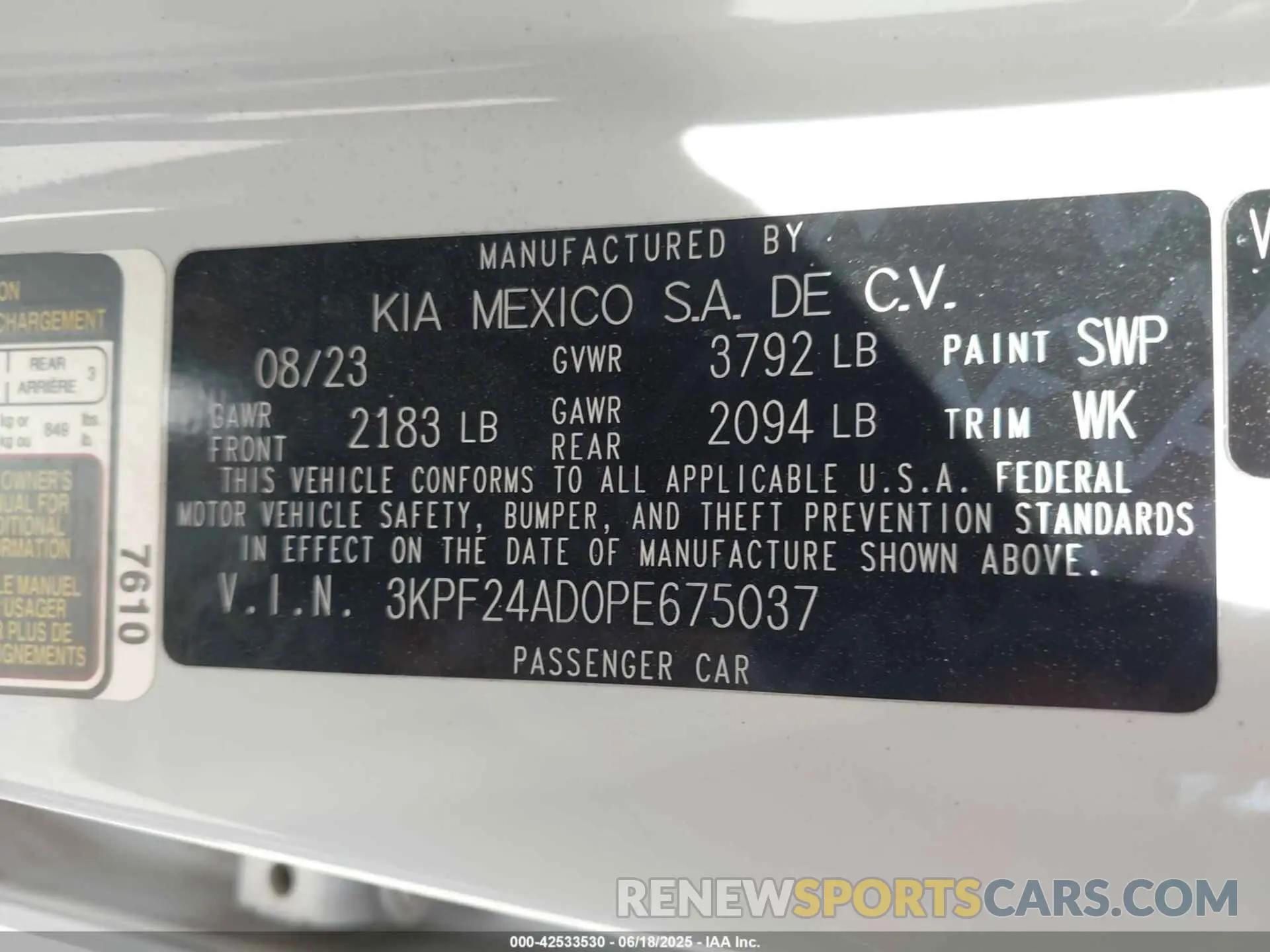 9 Photograph of a damaged car 3KPF24AD0PE675037 KIA FORTE 2023