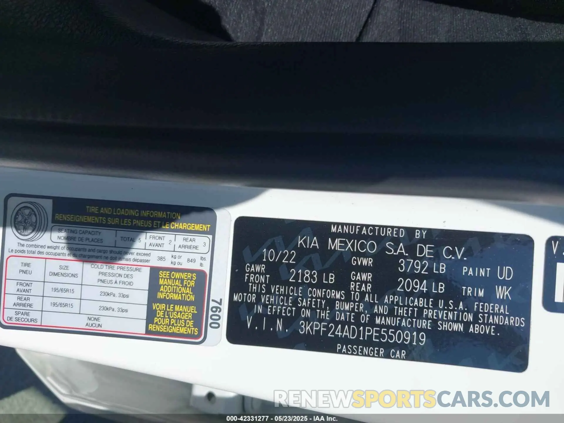 9 Photograph of a damaged car 3KPF24AD1PE550919 KIA FORTE 2023