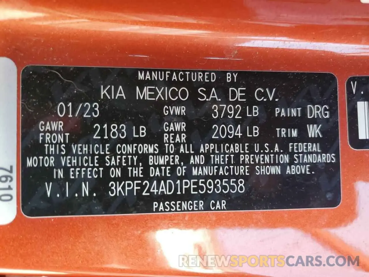 12 Photograph of a damaged car 3KPF24AD1PE593558 KIA FORTE 2023