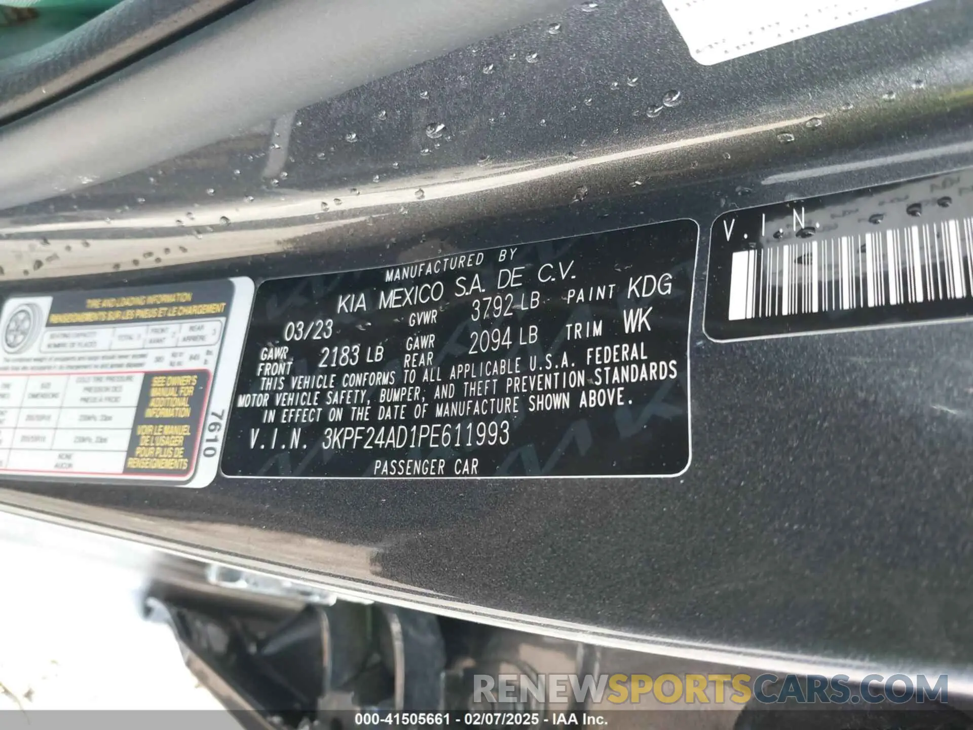 9 Photograph of a damaged car 3KPF24AD1PE611993 KIA FORTE 2023