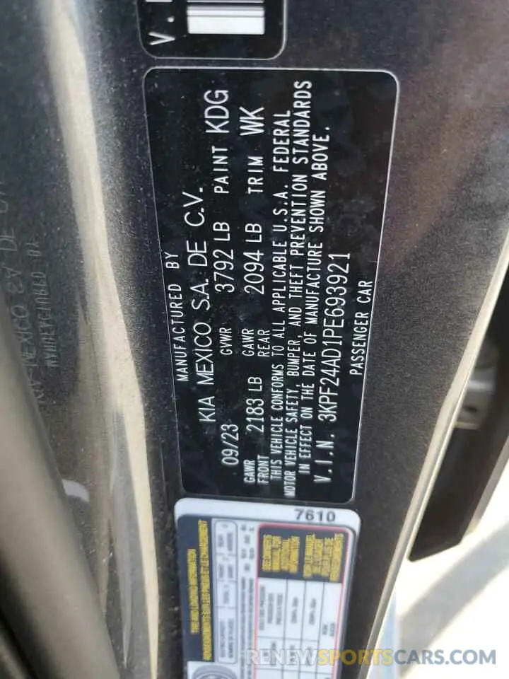 14 Photograph of a damaged car 3KPF24AD1PE693921 KIA FORTE 2023