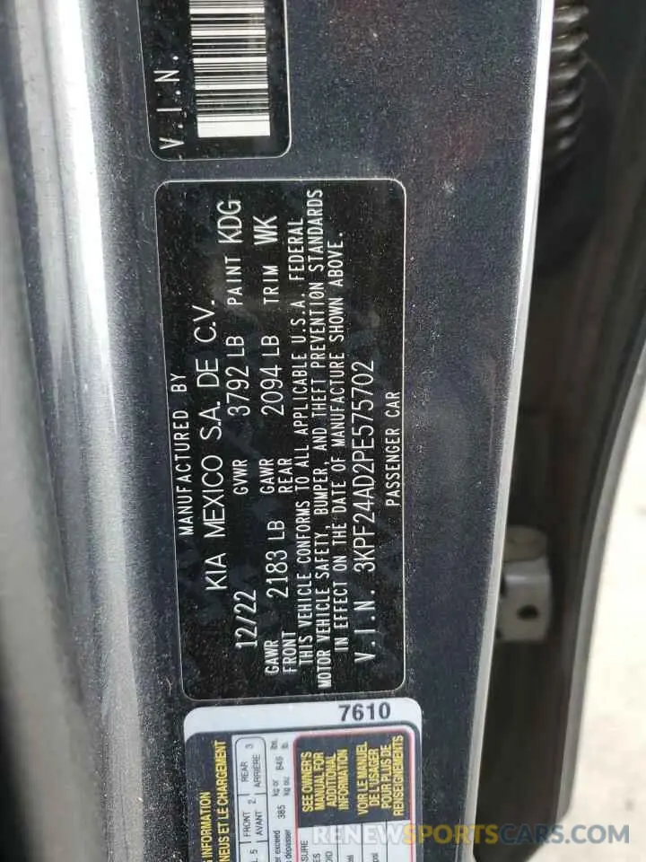 13 Photograph of a damaged car 3KPF24AD2PE575702 KIA FORTE 2023
