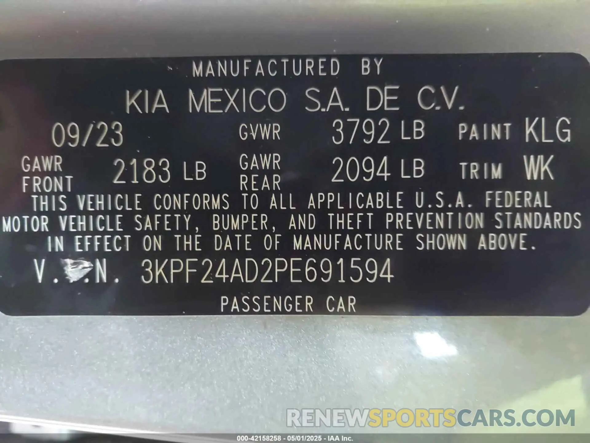 9 Photograph of a damaged car 3KPF24AD2PE691594 KIA FORTE 2023