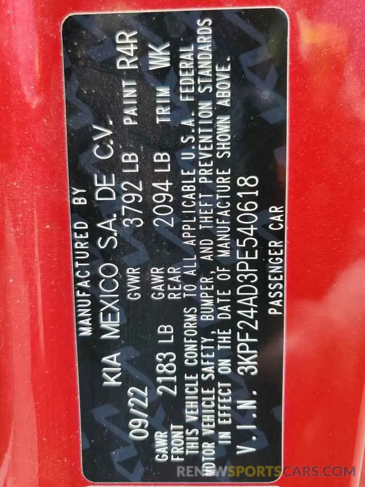 13 Photograph of a damaged car 3KPF24AD3PE540618 KIA FORTE 2023