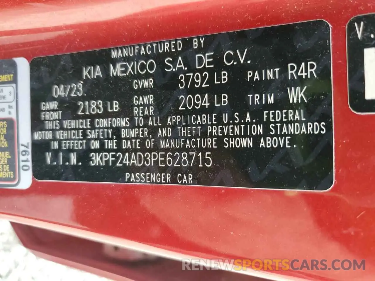12 Photograph of a damaged car 3KPF24AD3PE628715 KIA FORTE 2023