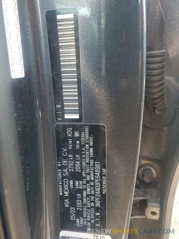 13 Photograph of a damaged car 3KPF24AD3PE648981 KIA FORTE 2023