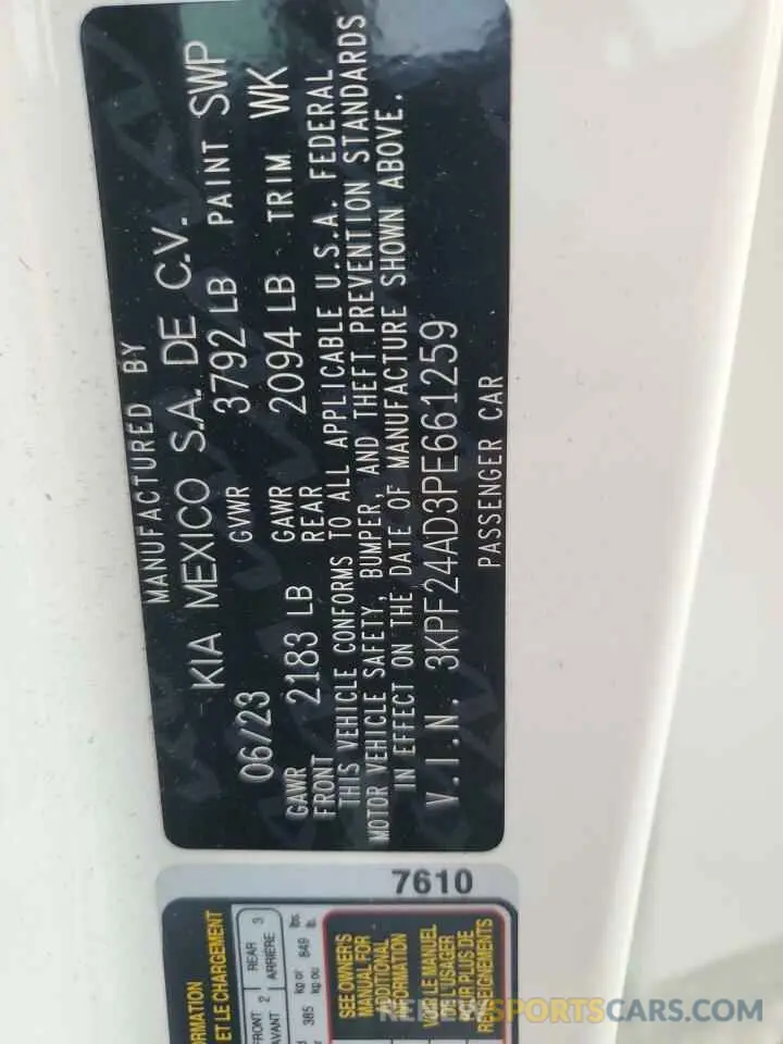 13 Photograph of a damaged car 3KPF24AD3PE661259 KIA FORTE 2023