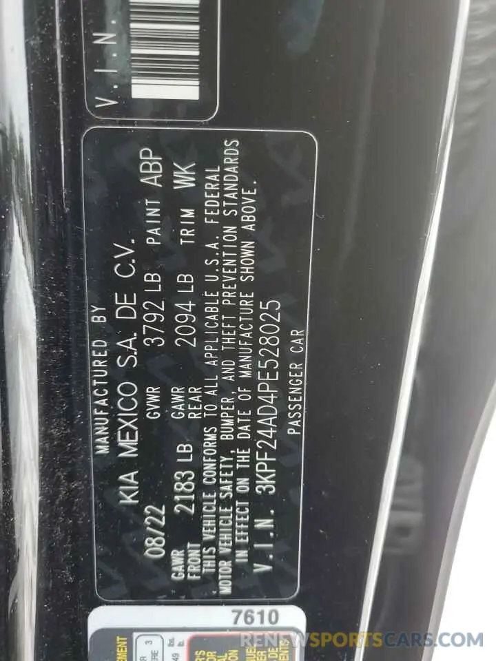 14 Photograph of a damaged car 3KPF24AD4PE528025 KIA FORTE 2023