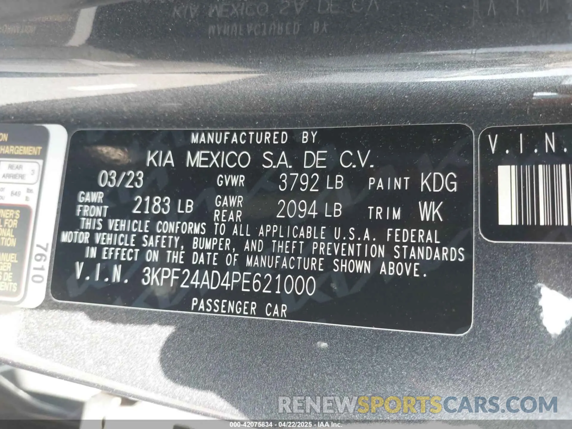9 Photograph of a damaged car 3KPF24AD4PE621000 KIA FORTE 2023