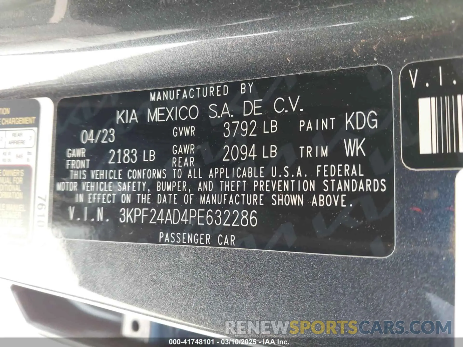 9 Photograph of a damaged car 3KPF24AD4PE632286 KIA FORTE 2023
