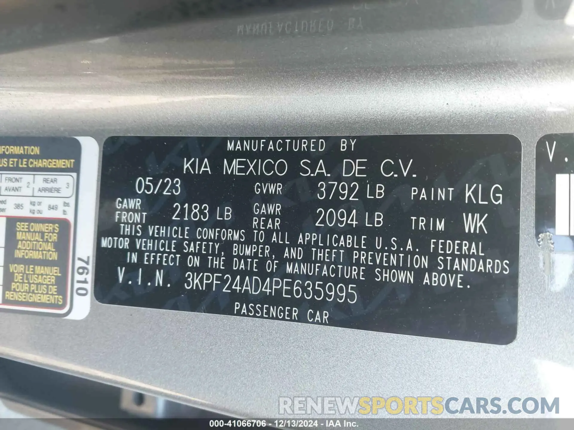 9 Photograph of a damaged car 3KPF24AD4PE635995 KIA FORTE 2023