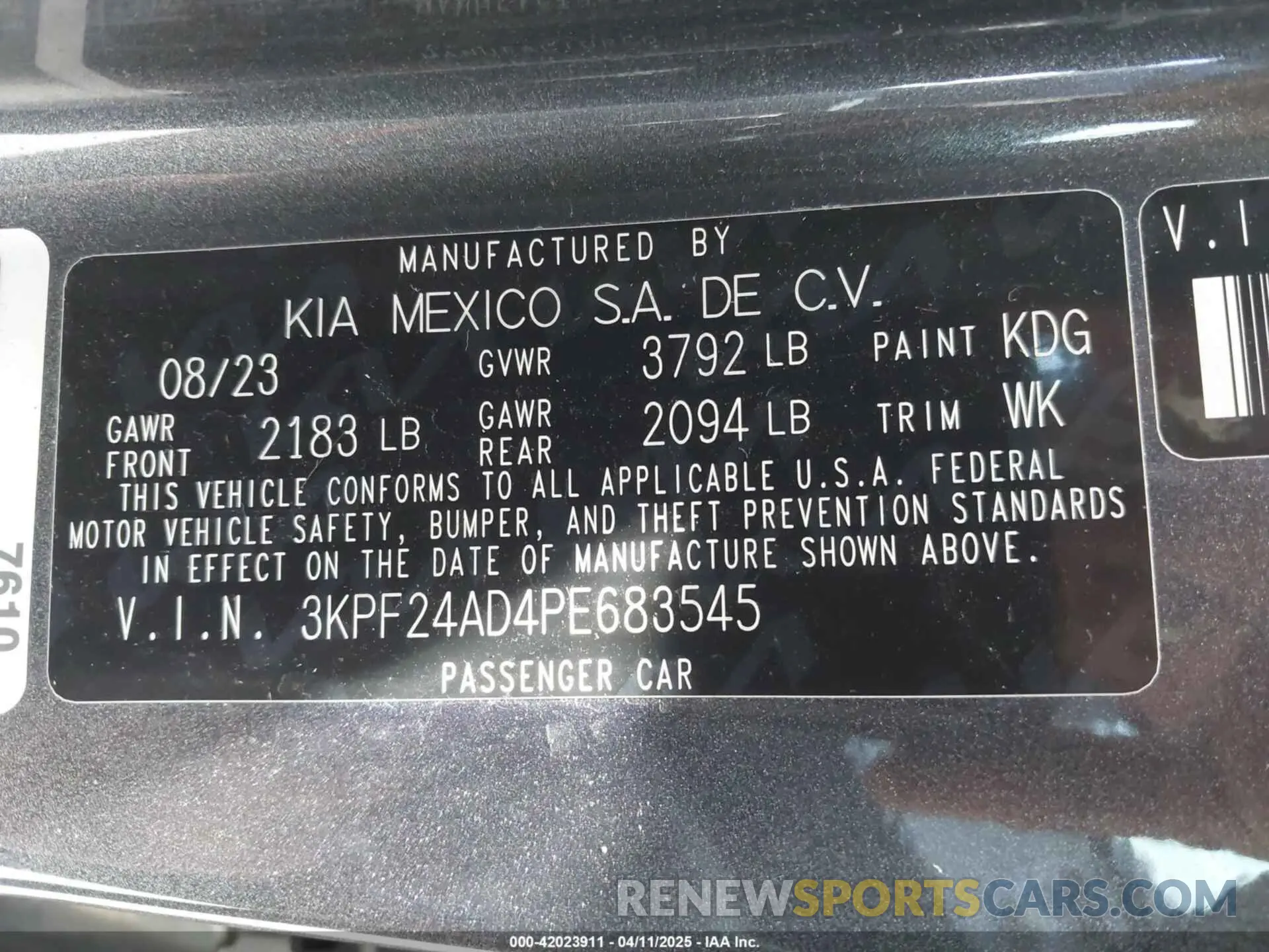 9 Photograph of a damaged car 3KPF24AD4PE683545 KIA FORTE 2023