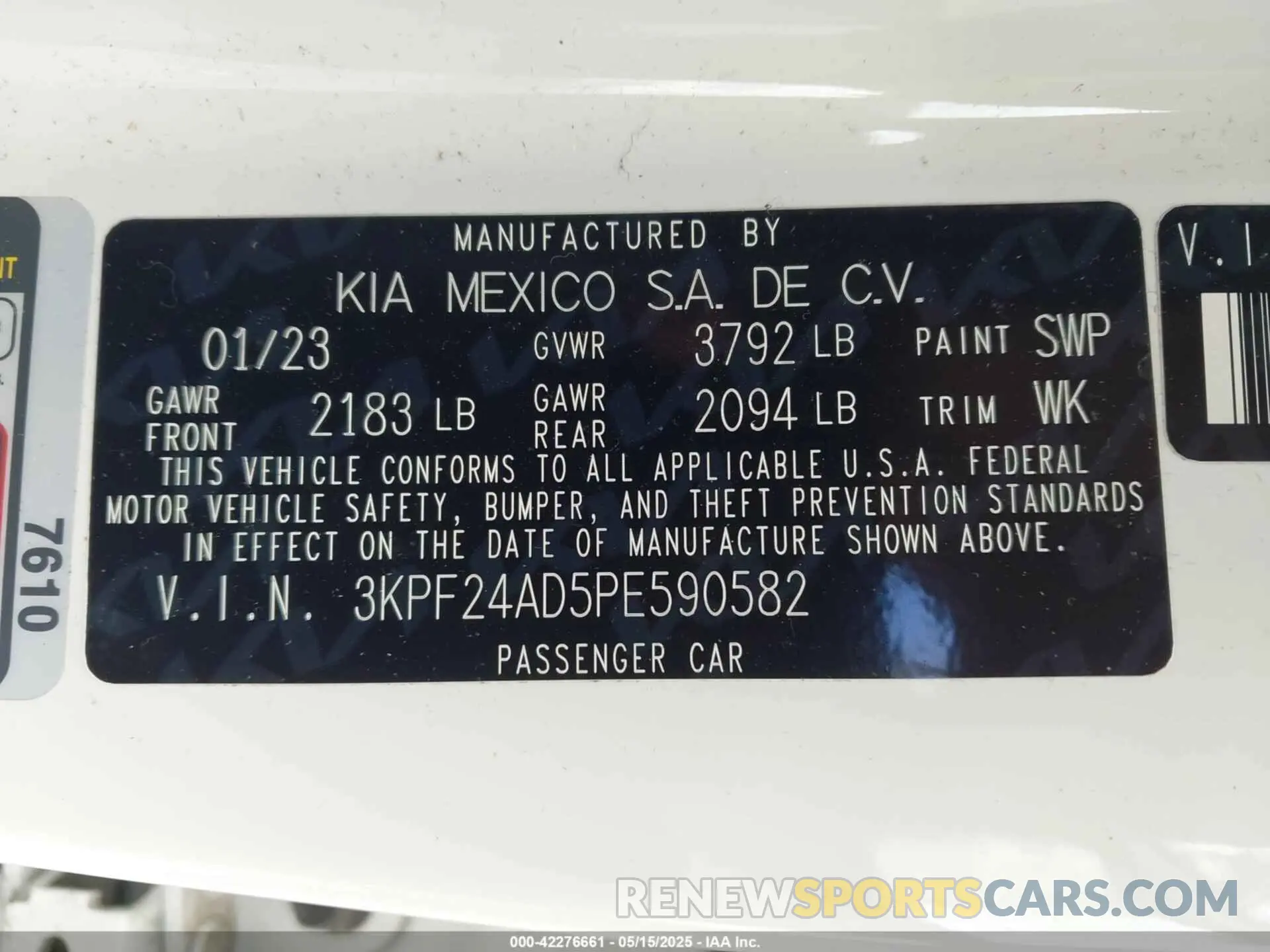 9 Photograph of a damaged car 3KPF24AD5PE590582 KIA FORTE 2023
