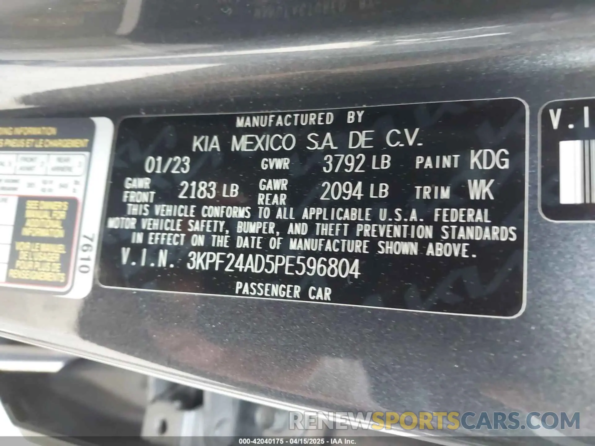 9 Photograph of a damaged car 3KPF24AD5PE596804 KIA FORTE 2023