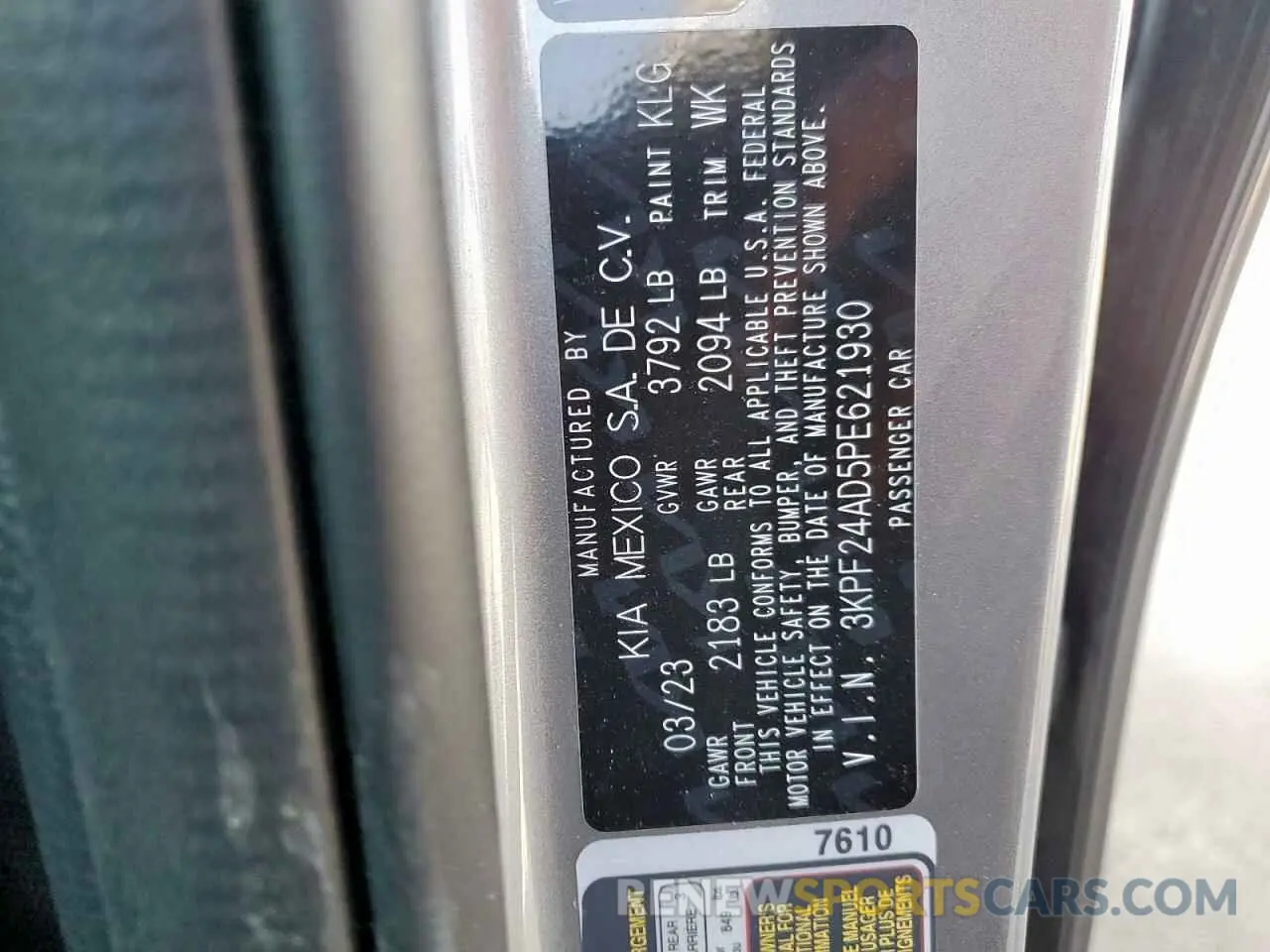 12 Photograph of a damaged car 3KPF24AD5PE621930 KIA FORTE 2023