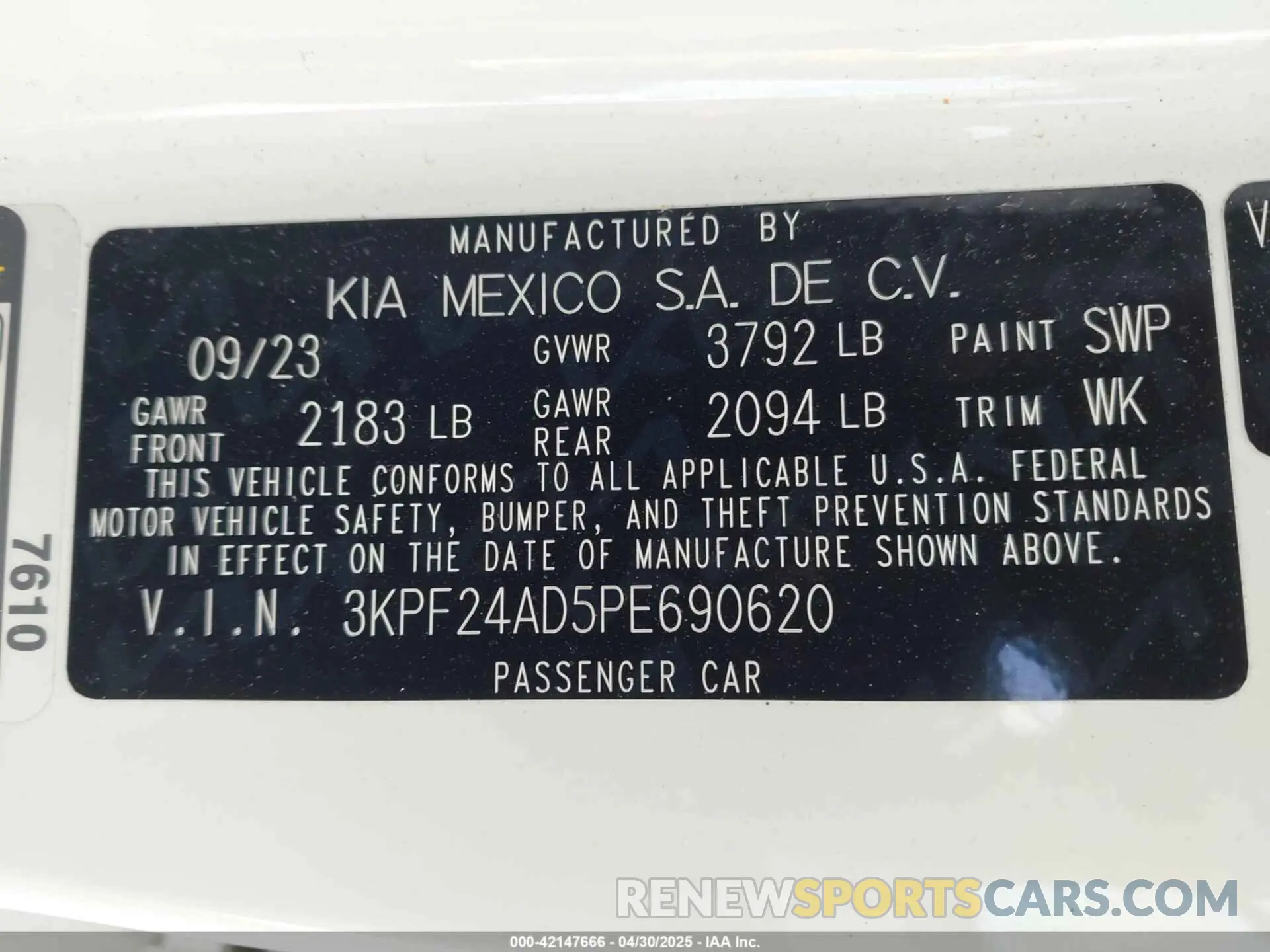 9 Photograph of a damaged car 3KPF24AD5PE690620 KIA FORTE 2023